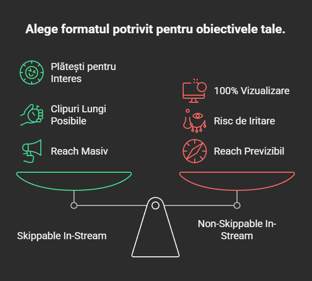Comparație Skippable In-Stream și Non-Skippable
